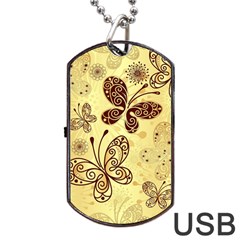 Butterfly Animals Fly Purple Gold Polkadot Flower Floral Star Sunflower Dog Tag Usb Flash (two Sides) by Mariart