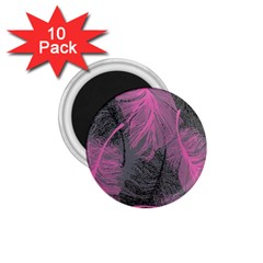 Feathers Quill Pink Grey 1 75  Magnets (10 Pack)  by Mariart