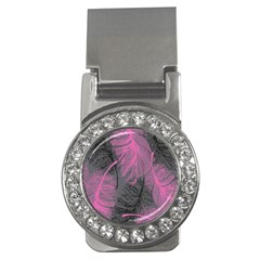 Feathers Quill Pink Grey Money Clips (cz) 