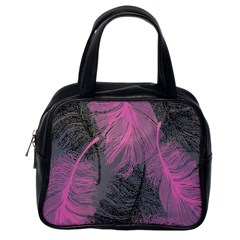 Feathers Quill Pink Grey Classic Handbags (one Side)