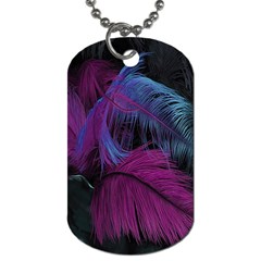 Feathers Quill Pink Black Blue Dog Tag (one Side) by Mariart