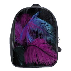 Feathers Quill Pink Black Blue School Bags(large) 