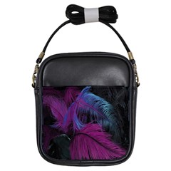 Feathers Quill Pink Black Blue Girls Sling Bags