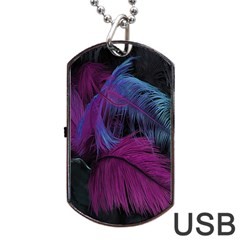 Feathers Quill Pink Black Blue Dog Tag Usb Flash (one Side)