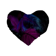 Feathers Quill Pink Black Blue Standard 16  Premium Heart Shape Cushions