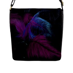 Feathers Quill Pink Black Blue Flap Messenger Bag (l)  by Mariart