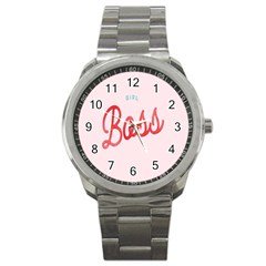 Girl Boss Pink Red Blue Sexy Sport Metal Watch by Mariart