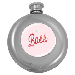 Girl Boss Pink Red Blue Sexy Round Hip Flask (5 Oz) by Mariart