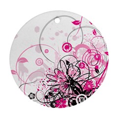 Wreaths Frame Flower Floral Pink Black Ornament (round)