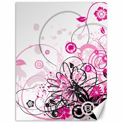 Wreaths Frame Flower Floral Pink Black Canvas 18  X 24  