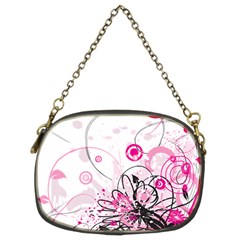 Wreaths Frame Flower Floral Pink Black Chain Purses (two Sides) 