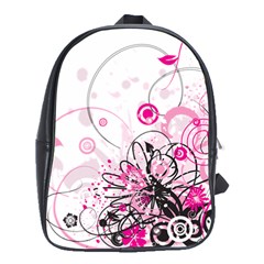Wreaths Frame Flower Floral Pink Black School Bags(large)  by Mariart