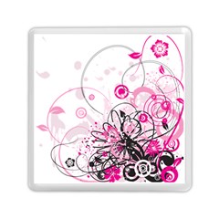 Wreaths Frame Flower Floral Pink Black Memory Card Reader (square) 