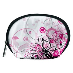 Wreaths Frame Flower Floral Pink Black Accessory Pouches (medium) 