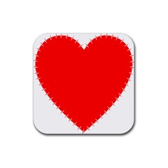 Heart Rhythm Inner Red Rubber Coaster (square) 