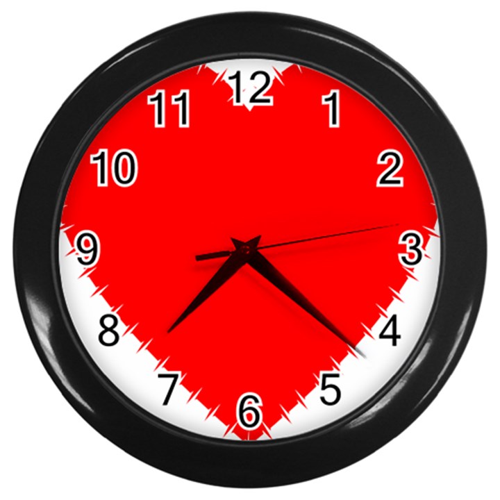 Heart Rhythm Inner Red Wall Clocks (Black)