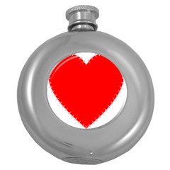 Heart Rhythm Inner Red Round Hip Flask (5 Oz) by Mariart