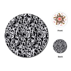 Deskjet Ink Splatter Black Spot Playing Cards (round)  by Mariart