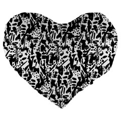 Deskjet Ink Splatter Black Spot Large 19  Premium Heart Shape Cushions