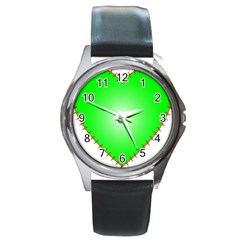 Heart Rhythm Inner Green Red Round Metal Watch