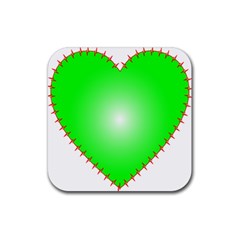 Heart Rhythm Inner Green Red Rubber Coaster (square) 