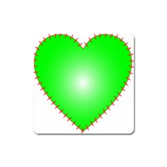 Heart Rhythm Inner Green Red Square Magnet by Mariart