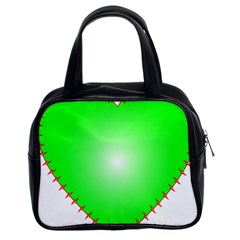 Heart Rhythm Inner Green Red Classic Handbags (2 Sides)