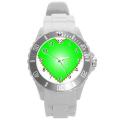 Heart Rhythm Inner Green Red Round Plastic Sport Watch (l)