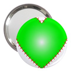 Heart Rhythm Inner Green Red 3  Handbag Mirrors