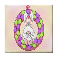 Make An Easter Egg Wreath Rabbit Face Cute Pink White Tile Coasters