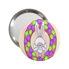 Make An Easter Egg Wreath Rabbit Face Cute Pink White 2 25  Handbag Mirrors