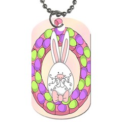 Make An Easter Egg Wreath Rabbit Face Cute Pink White Dog Tag (one Side) by Mariart