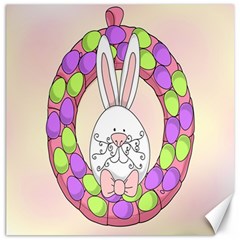 Make An Easter Egg Wreath Rabbit Face Cute Pink White Canvas 12  X 12  