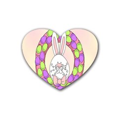 Make An Easter Egg Wreath Rabbit Face Cute Pink White Heart Coaster (4 Pack)  by Mariart