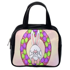 Make An Easter Egg Wreath Rabbit Face Cute Pink White Classic Handbags (one Side) by Mariart