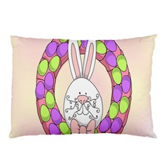 Make An Easter Egg Wreath Rabbit Face Cute Pink White Pillow Case by Mariart