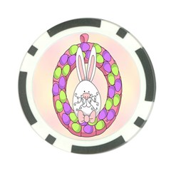 Make An Easter Egg Wreath Rabbit Face Cute Pink White Poker Chip Card Guard (10 Pack) by Mariart