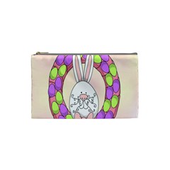 Make An Easter Egg Wreath Rabbit Face Cute Pink White Cosmetic Bag (small)  by Mariart