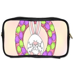 Make An Easter Egg Wreath Rabbit Face Cute Pink White Toiletries Bags 2-side by Mariart