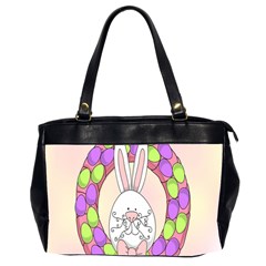 Make An Easter Egg Wreath Rabbit Face Cute Pink White Office Handbags (2 Sides)  by Mariart