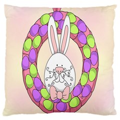 Make An Easter Egg Wreath Rabbit Face Cute Pink White Large Cushion Case (one Side)