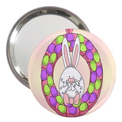 Make An Easter Egg Wreath Rabbit Face Cute Pink White 3  Handbag Mirrors