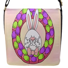 Make An Easter Egg Wreath Rabbit Face Cute Pink White Flap Messenger Bag (s) by Mariart