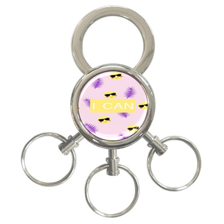 I Can Purple Face Smile Mask Tree Yellow 3-Ring Key Chains