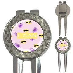 I Can Purple Face Smile Mask Tree Yellow 3-in-1 Golf Divots by Mariart