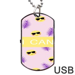 I Can Purple Face Smile Mask Tree Yellow Dog Tag Usb Flash (one Side) by Mariart