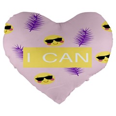 I Can Purple Face Smile Mask Tree Yellow Large 19  Premium Heart Shape Cushions by Mariart