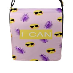 I Can Purple Face Smile Mask Tree Yellow Flap Messenger Bag (l)  by Mariart