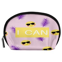 I Can Purple Face Smile Mask Tree Yellow Accessory Pouches (large)  by Mariart