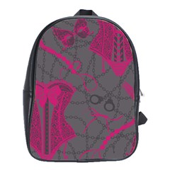 Pink Black Handcuffs Key Iron Love Grey Mask Sexy School Bags(large)  by Mariart
